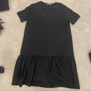 Zara Trafaluc Black Ruffle TShirt Dress size M